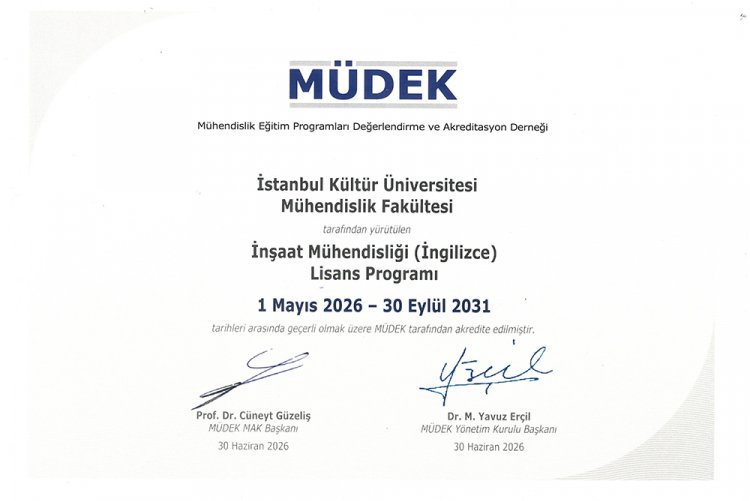 İnşaat Mühendisliği Bölümümüz, MÜDEK Tarafından Akredite Edildi